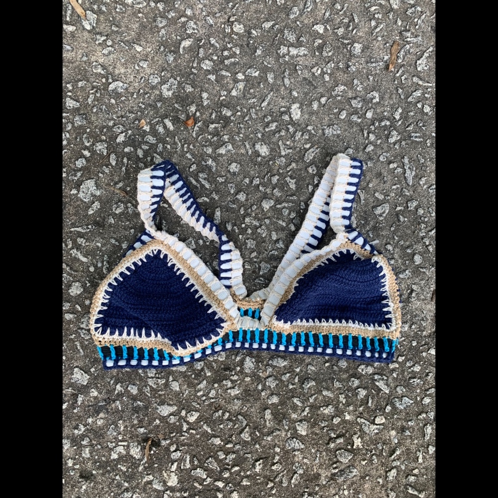 Crotchet Navy/White bathing suit top
